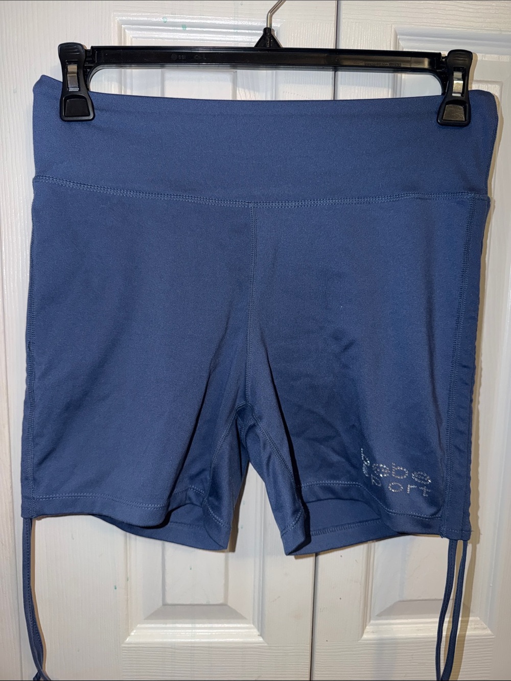 bebe Navy Blue Women's Bike Shorts with Drawstrings